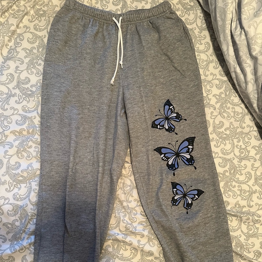 Grey Sweatpants (Butterfly accent)